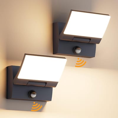LED Buitenwandlamp met Bewegingsmelder 2 Stuks Draaibaar 30W Warm Wit IP65