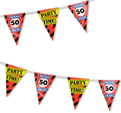 Q2P - Slingers - 18 Jaar - Verjaardag Versiering - Sarah - Verkeersbord - Vlaggenlijn - Feest Versiering - 10 meter