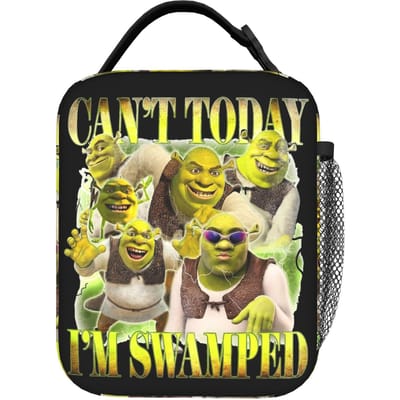 Shreks Met Zijn Mond Open Geïsoleerde Lunchtas Koeltas Herbruikbaar, Maaltijdcontainer Grote Tote Lunchbox Mannen Vrouwen Strand Reizen One Size