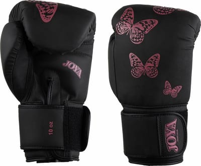 Joya Butterfly Bokshandschoenen - PU - Zwart met roze (Beschikbaar in verschillende maten)