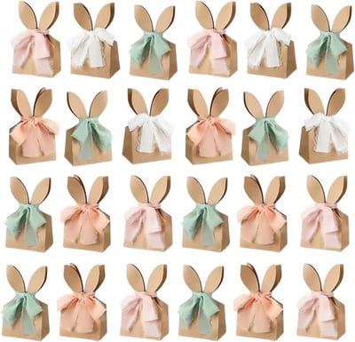 Goodie Bags - Feestzakjes - Cadeaus Presenteren - Konijnenoren Ontwerp - 24 Stuks - Boho Bloem
