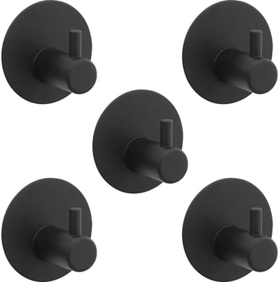 5 stuks zelfklevende haken, extra sterk, haken, zelfklevend, badkamer, roestvrij staal, zonder boren, met kleefpads, kleefhaken, ronde haken, waterdichte handdoekhaken, haken voor