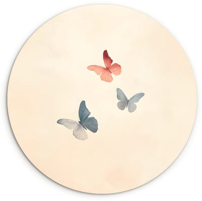 WallCircle® Wandcirkel 120x120 cm - Muurcirkel Vlinders - Minimalistisch - Roze - Muurdecoratie woonkamer - Wanddecoratie slaapkamer - Kamer decoratie accessoires - Ronde schilderijen XXL