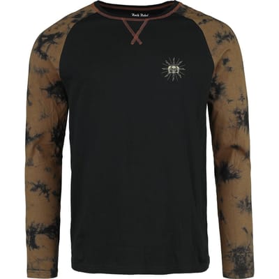 Rock Rebel by EMP - Rock Shirt met lange mouwen - Tie Dye shirt met grote print op de rug - XL tot XXL - voor Mannen - zwart-beige