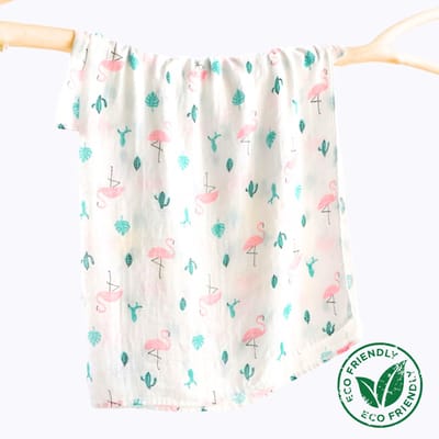 Duopack 2x BoefieBoef Roze Flamingo Grote XL Hydrofiele Doek Baby - Duurzaam Eco Bamboe | Swaddle, Inbakerdoek, Hydrofiele Luier & Babydeken