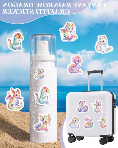 50 Stuks Fantasy Rainbow Draak Reflecterende Stickers - Waterdichte Vinyl Stickers voor Auto, Laptop, Skateboard en Gitaar, Perfecte Cadeau voor Kinderen en Volwassenen