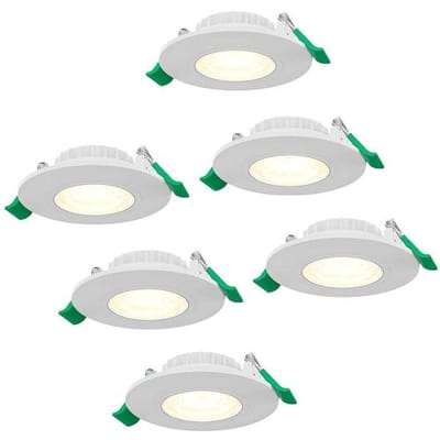 HOFTRONIC set van 6 dimbare LED inbouwspots rond – 6 watt 570 lumen – CCT instelbare lichtkleur 2700K 4000K 6000K – lage inbouwdiepte 25 mm – wit kunststof – IP44 – inbouwspots badkamer woonkamer keuken
