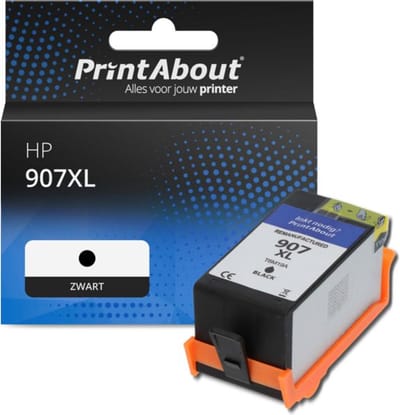 PrintAbout huismerk Inktcartridge 907XL (T6M19AE) Zwart Hoge capaciteit Geschikt voor HP
