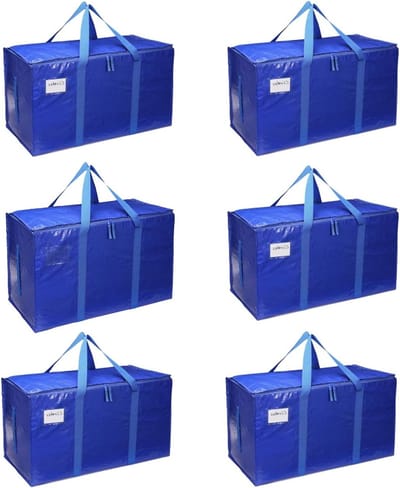 Transporttassen Set - Verhuisdozen Alternatief - Ruimte Besparen - Volledig Openen - 6 Stuks 84 Liter - Koningsblauw