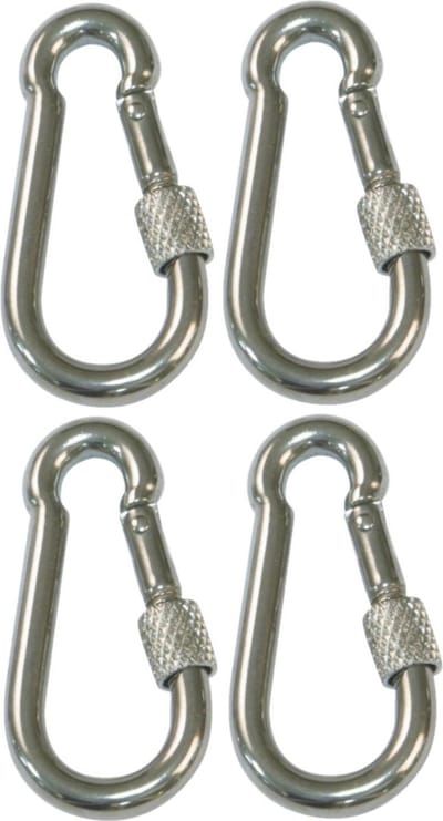 AMIG Karabijnhaak met schroefsluiting - 4x - 6 x 60mm - AISI 316 staal - 120kg - marine kwaliteit