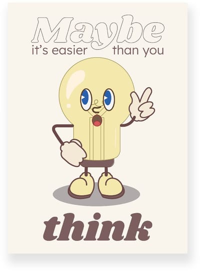 Poster 20x30 cm - Gloeilamp - Illustratie - Geel - Beige - Cartoon - Motivatie - Muurdecoratie - Wanddecoratie