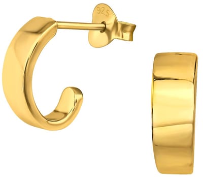 Joy|S - Zilveren oorbellen - oorringen ovaal - 11 mm / 4 mm - sterling zilver 925 - gold plated