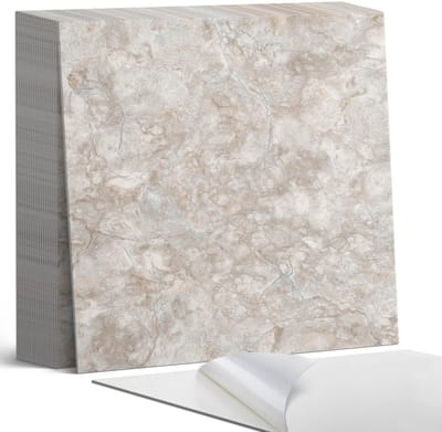 Coloray Plaktegels - Natuursteenpatroon Zelfklevende Tegels - 20 cm x 20 cm - Beige Plaktegels - 20 stuks - Vierkant PVC Tegels - Plaktegels Badkamer - Plaktegels Vloer - Vinyltegels Vloer Zelfklevend - Wandtegel Zelfklevend