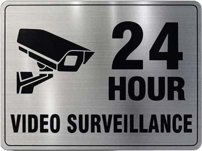 2x Videobewaking Waarschuwingsbord - Reflecterend & Zelfklevend RVS - 20,5x15cm