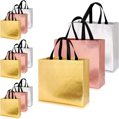 Dailygoods- Geschenkzakjes - 12 Herbruikbare Luxe Verjaardagscadeautassen - Grote Geschenktassen - Metallic Afwerking - Stevige Handgrepen - Perfect voor Feesten - Cadeautassen