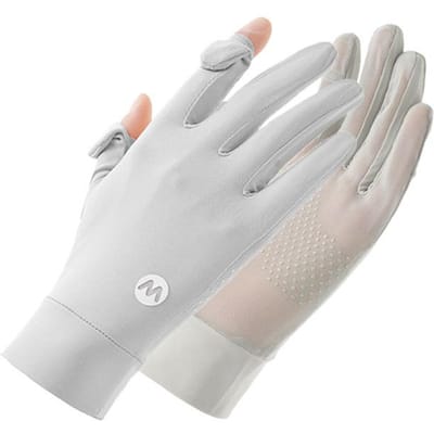 Zonnebrandhandschoenen voor Dames in de Zomer UV Rijder IJszijde Touchscreen Buiten Antislip Fietsen en Rijden Dun Model one size fits all white
