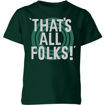 Looney Tunes That's All Folks Kinder T-shirt - Donkergroen - 98/104 (3-4 jaar)