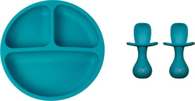 JU&MP Kinderserviesset - Baby - Kinderbordje - Kinderbestek - Kraamcadeau - Lichtblauw
