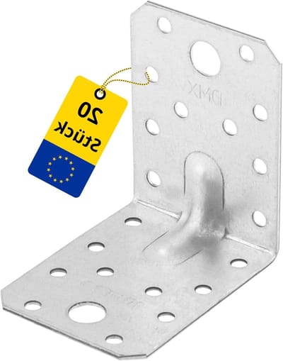 Haakse Connector - Verbindingshoek Metaal - Houtverbindingen Maken - Roestbestendige Verzinking - 70 x 70 x 55 mm - Zilver
