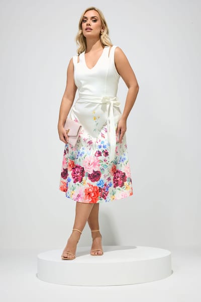 Yours London Witte Skaterjurk Met Bloemenprint Size 42