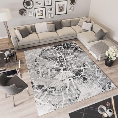 Tapiso Troya Vloerkleed Woonkamer Slaapkamer Grijs Bos Hout Patroon Design Eyecatcher Interieur Stijlvol Woonsfeer Modern Trendy Duurzaam Hoogwaardig Tapijt Maat - 240x330