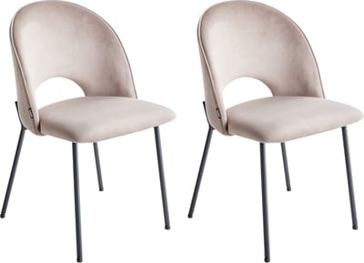 COVELO - Eetkamerstoel set van 2 - Taupe - Fluweel