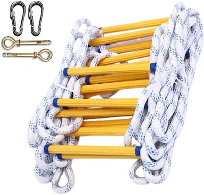 Touwladder voor Noodgevallen - Vluchtladder Veiligheid - Veilig Evacueren - Vlamvertragend Materiaal - 30cm Breed 420kg - Wit