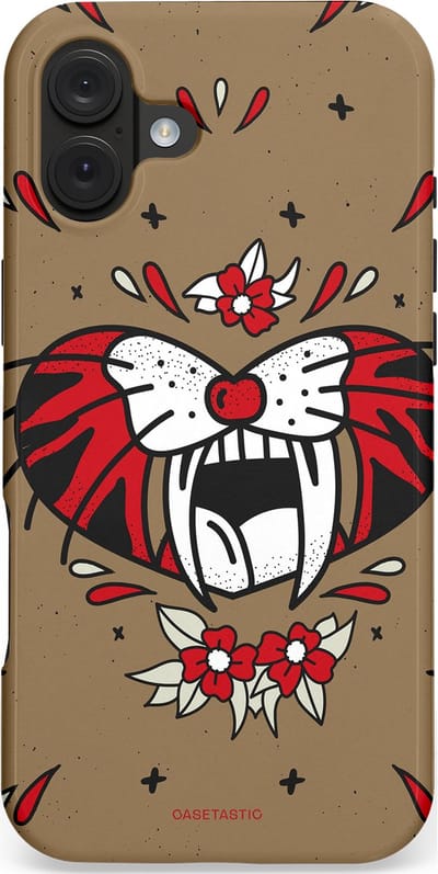 Casetastic hoesje geschikt voor Apple iPhone 16 Plus - MagSafe - Dubbellaagse bescherming - Wilde kracht - Fashion Case - Taupe Donkergrijs Bordeaux