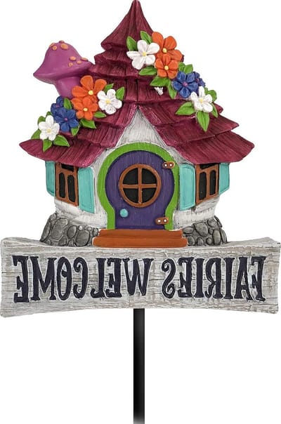 Tuin Fee Welkom - Decoratieve Paal - Tuin Decoratie - Duurzaam Hars - 28 Inch - Veelkleurig