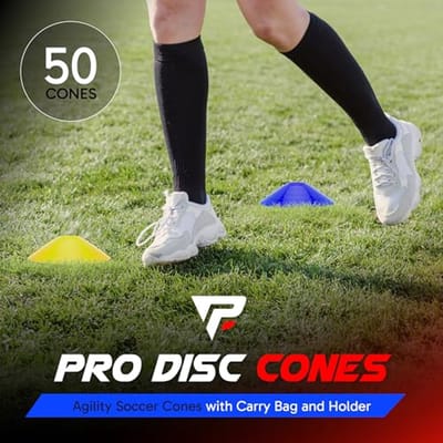 Set van 50 Disc Kegels voor Agility Training - Voetbalkegels met Draagtas en Houder, Ideaal voor Sporttraining, Coaching en Oefeningen voor Kinderen
