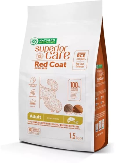 Nature's Protection Superior Care - Rode vacht Hond - Kleine rassen - Volwassen - Graanvrij met Zalm - 1,5kg