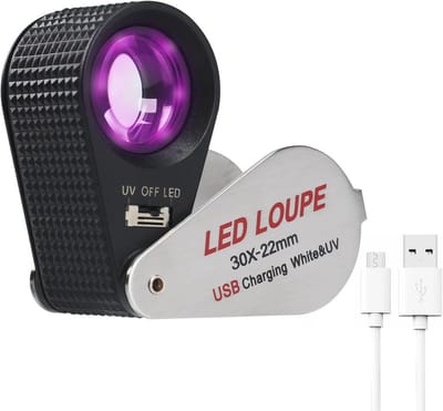 Vergrootglas 30X met LED en UV Licht – Opvouwbare Loep voor Sieraden, Munten en Edelstenen