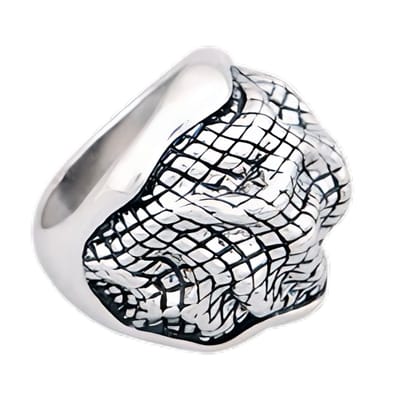 Behave - Ring - Vintage zilverkleurige statement ring met reliëf patroon – Unieke design ring voor dames en heren