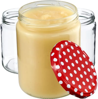 KADAX Weckpotten, 540 ml, inmaakpotten voor schroefdeksel, jampot, voorraadpot, conservenglas, ronde glazen (rood gestippeld/8 stuks)