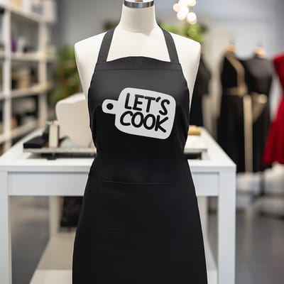 Verstelbaar kookschort, unisex, met 2 Zakken Vloeistof Druppel Waterbestendig Koken Keuken Restaurant Bar Schilderen BBQSchort, voor diverse doeleinden, Zwart Schorten Koksschort Unisex Schorten voor Vrouwen en mannen , let_s cook on cutting board