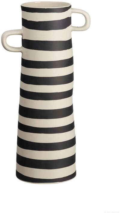 ASA Selection rayu vaas gestreept, bloemenvaas, decoratieve vaas, steengoed, beige / zwart, H 28 cm, 84004130