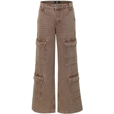 Forplay Cargobroek - Washed Multi-Pocket Cargobroek - W27L32 tot W34L32 - voor Vrouwen - bruin