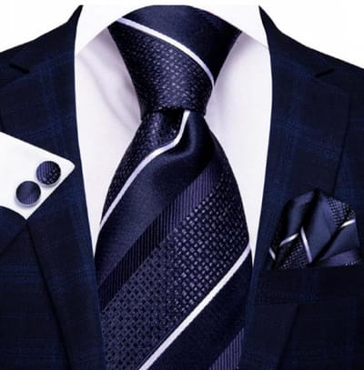 3-Delige Zijde stropdas set- Zijde Blauw streep - Charme Bijoux