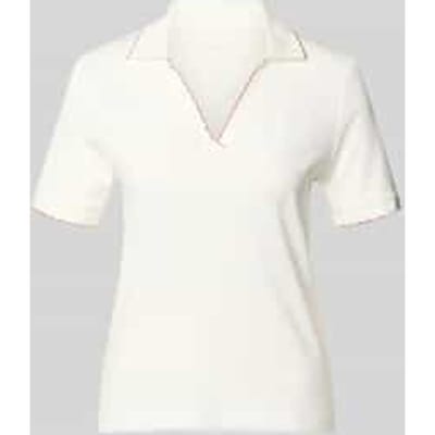 slim fit poloshirt met golvende zoom en V-hals