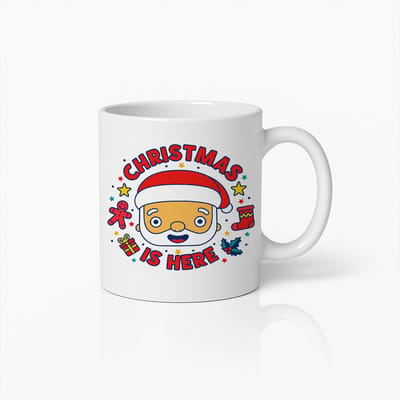 Christmas Is Here Mok 330ml – Schattige Kerstman Koffiebeker – Feestelijk Cadeau voor Kerstliefhebbers, Vrienden & Familie