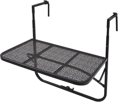 Balkon Hangtafel - Buiten Bartafel - Terras Genieten - In Hoogte Verstelbaar - 60 x 40 cm - Zwart
