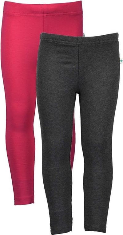 Blue Seven - 2 PACK Leggings - Biologische katoen - Donkerroze Kers- Antraciet grijs - Maat 98