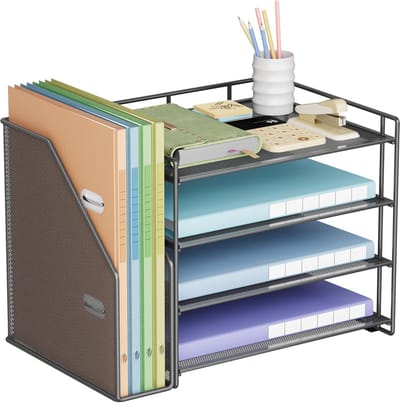 Bureau-organizer met 4 niveaus voor brieven, dossiers en tijdschriften