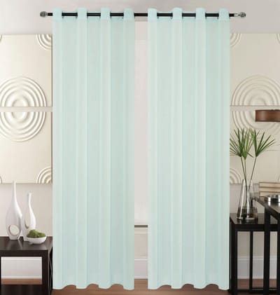 Kant en Klaar Vitrage Gordijn - Met Ringen - 140x240 cm - Licht Blauw