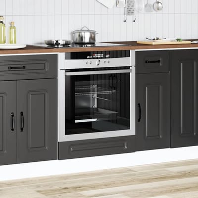 vidaXL - Ovenkast - Kalmar - bewerkt - hout - zwart