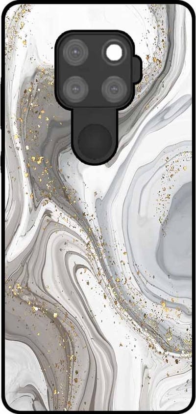 Smartphonica Telefoonhoesje Geschikt voor Huawei Mate 30 Lite met marmer opdruk - TPU backcover case marble design - Zilver geschikt voor Huawei Mate 30 Lite