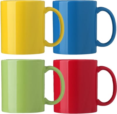 Bellatio Design Koffie mokken/bekers Nantes - 4x - keramiek - multi kleuren - 300 ml
