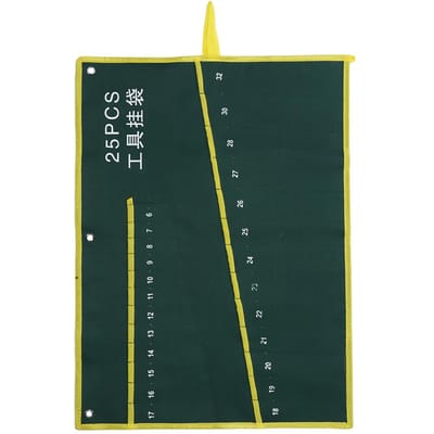 1 sac de rangement enroulable en toile durable pour clé à molette, vert 25 Pockets