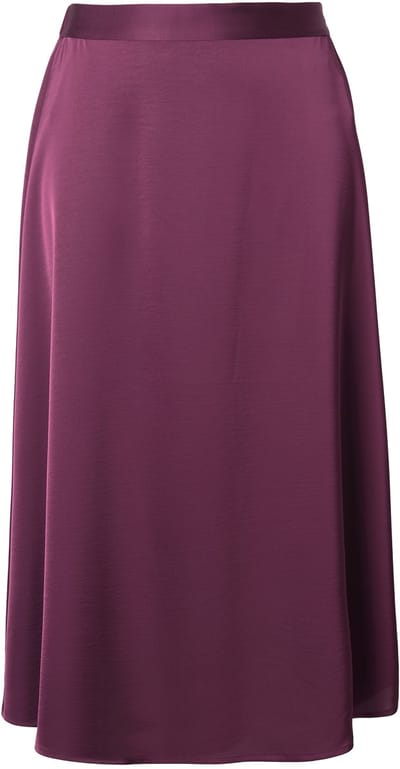 Ulla Popken - Dames - Satijnen midi-rok A-lijn comfortabele tailleband - Donker wijnrood - Maat 42+