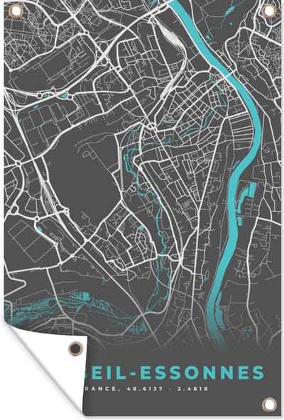 Muurdecoratie Corbeil-Essonnes - Frankrijk - Stadskaart - Kaart - Plattegrond - 120x180 cm - Tuinposter - Tuindoek